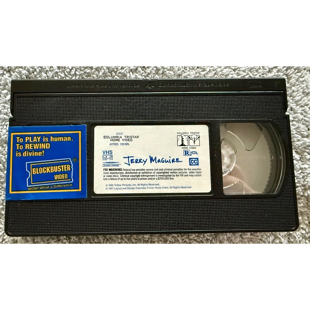 Columbia Tristar Jerry Maguire VHS NTSC Excellent Blockbuster Sticker 1996 Movie